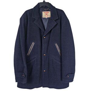 Vintage Guess Wool Coat XXL Charcoal Leather Accent 80s Quiet Luxury Old Money